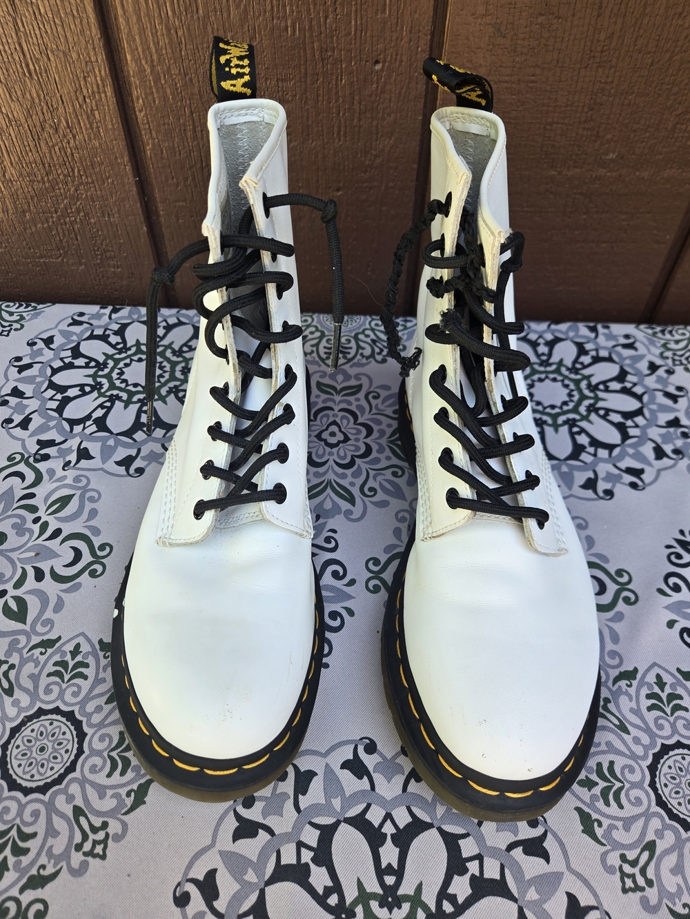 Dr. Marten 1460 White Leather Lace-Up Combat Boots